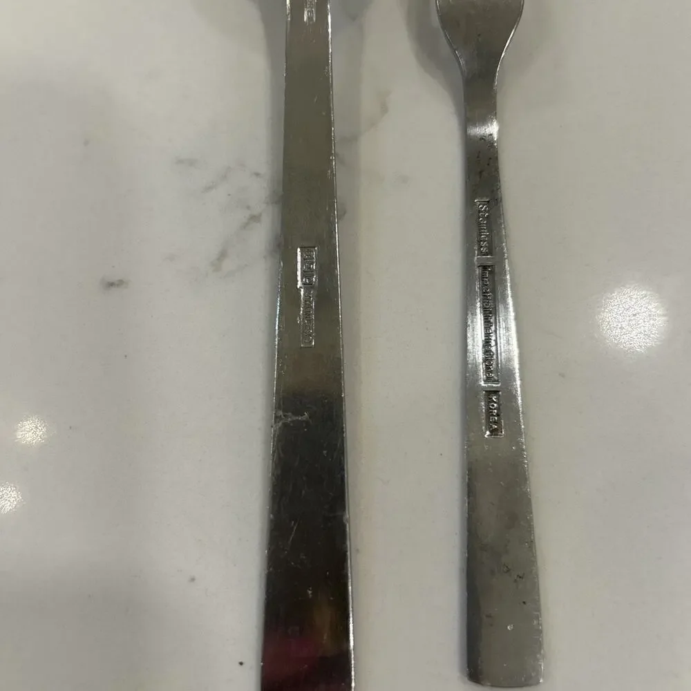 Imperial SERTA Pierced Serving Spoon & Small Fork Floral Stainless Flatware